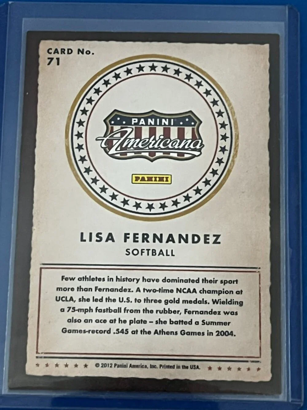 Lisa Fernandez #71 signed autograph auto 2012 Panini Americana Heroes & Legends